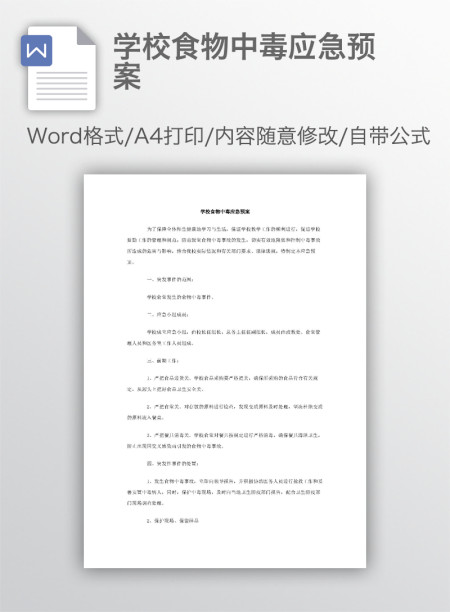 学校食物中毒应急预案