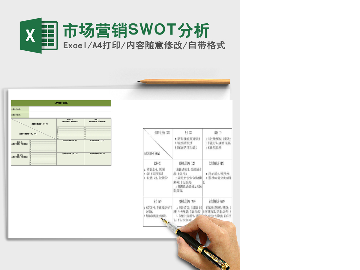 市场营销SWOT分析Excel表格模板
