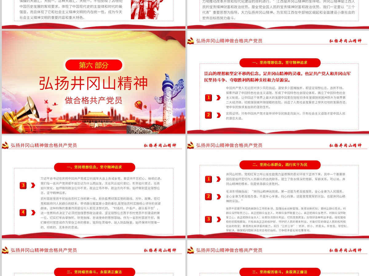 原创弘扬井冈山精神不忘初心做新时代合格党员PPT-含讲稿
