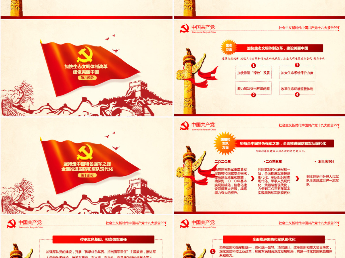 大气简约聚焦十九大学习十九大报告PPT