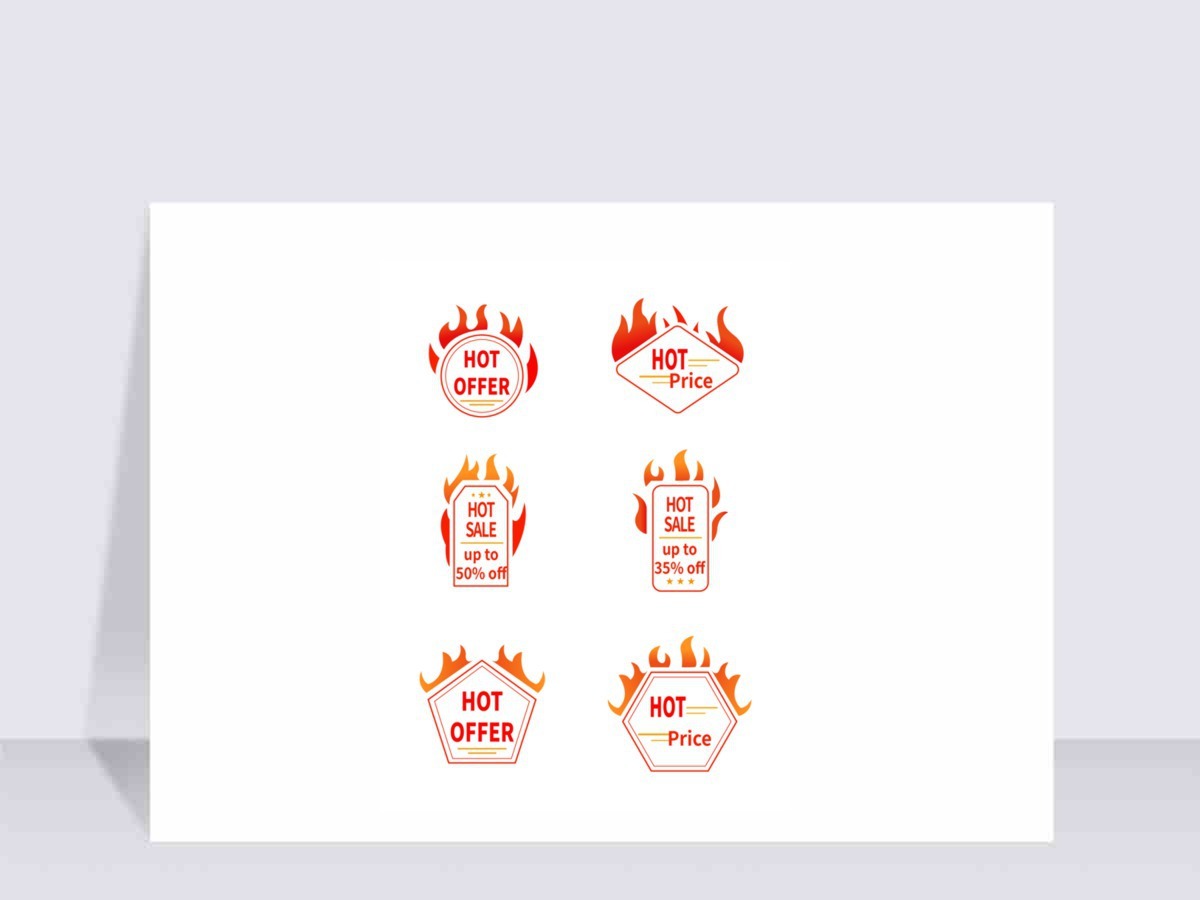 手绘火焰热销价格火爆热卖标签元素
