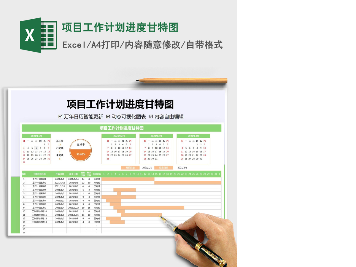 2021年项目工作计划进度甘特图 2021年项目工作计划进度甘特图