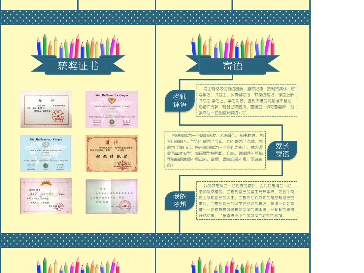 小升初小学生简历PPT模板 小升初小学生简历PPT模板