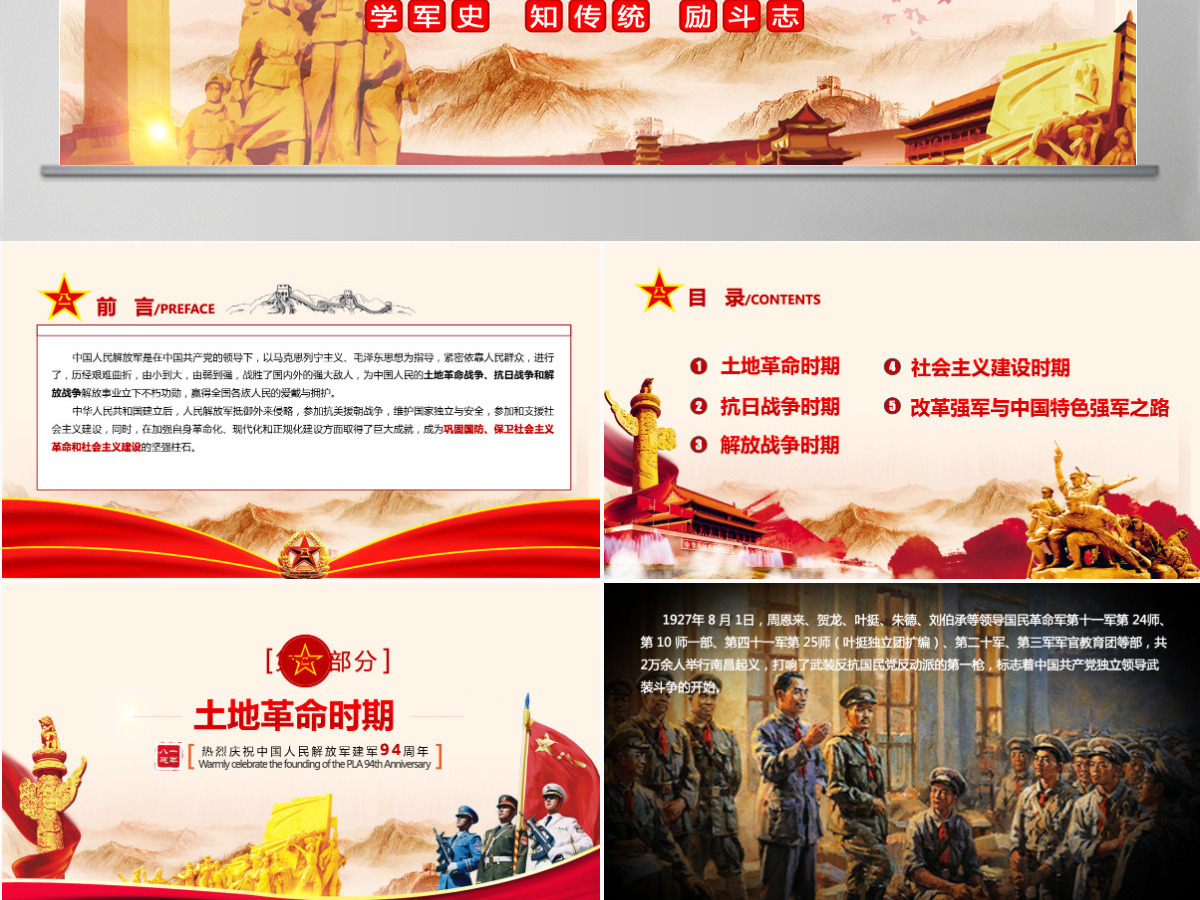 2021中国人民解放军周年庆PPT模板 2021中国人民解放军周年庆PPT模板