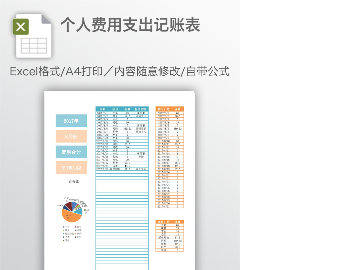个人费用支出记账表 个人费用支出记账表