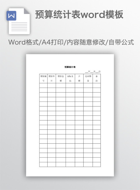 预算统计表word模板