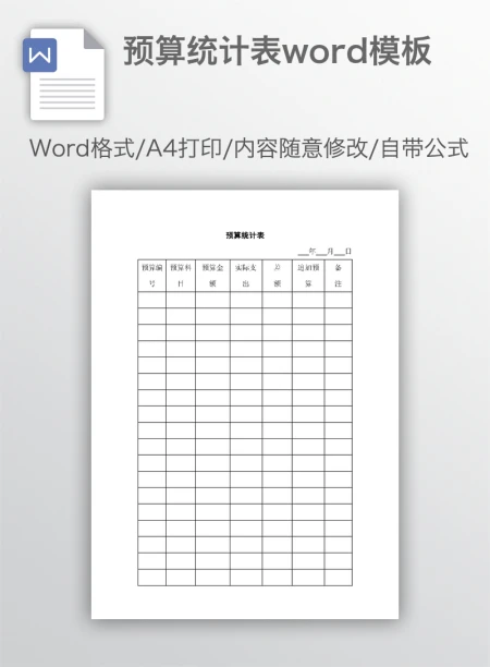 预算统计表word模板