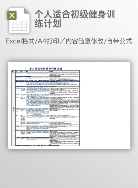 个人适合初级健身训练计划
