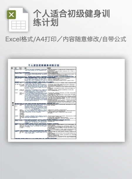 个人适合初级健身训练计划