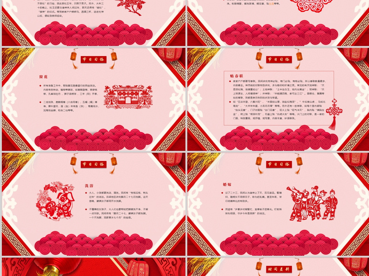 原创中国风喜庆风格春节习俗小年文化ppt模版-版权可商用