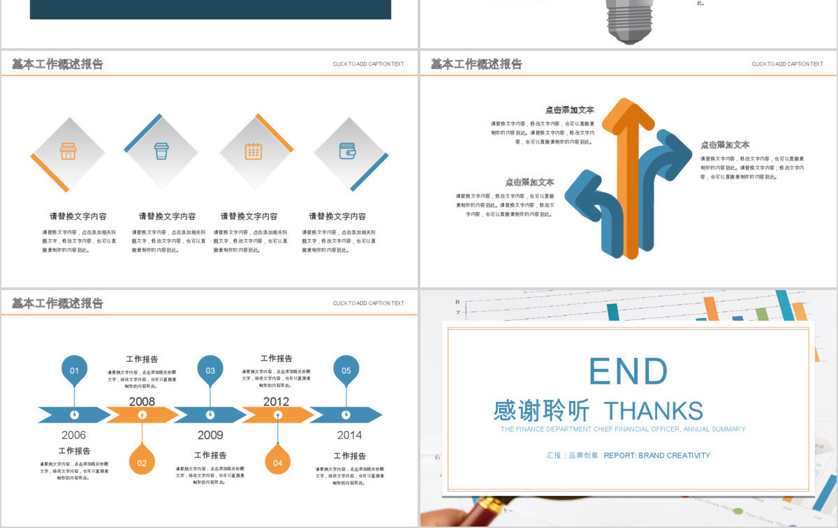 2018蓝色财务部年度总结PPT模板