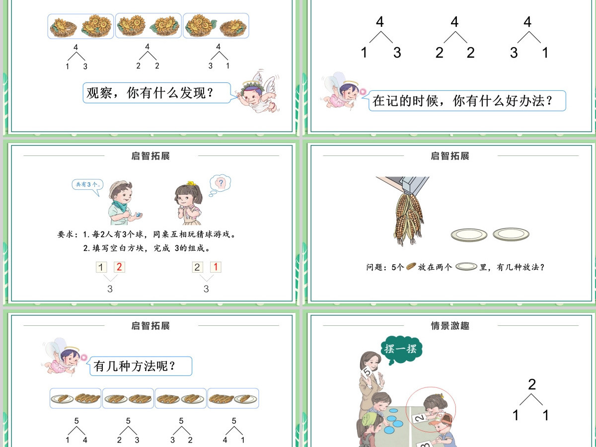 人教版小学一年级数学上册第三课第二课时：1~5的认识和加减法——第几、分与合（含配套教案）课件PPT	