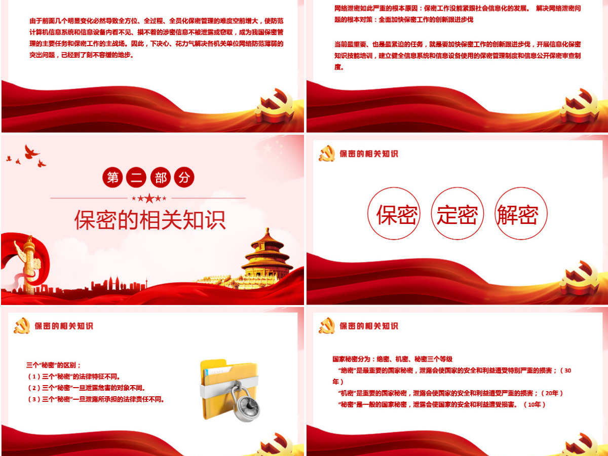 红色简洁风强化保密意识掌握保密知识党员保密意识培训专题党课课件PPT