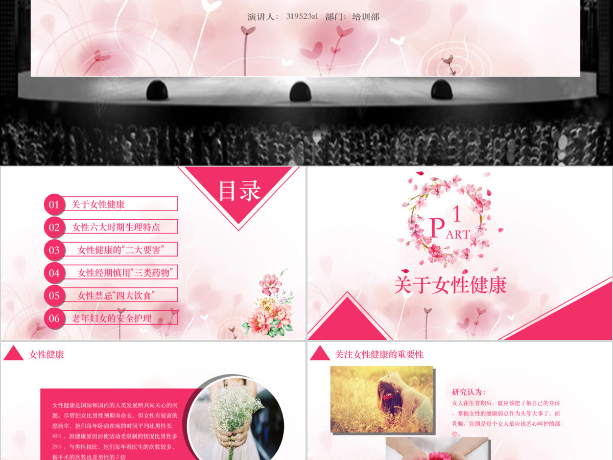 原创整形美容医院关爱女性健康知识讲座PPT模板