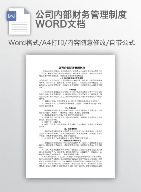 公司内部财务管理制度WORD文档 公司内部财务管理制度WORD文档