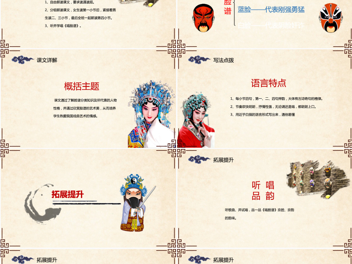 五年级语文课件唱脸谱PPT模板
