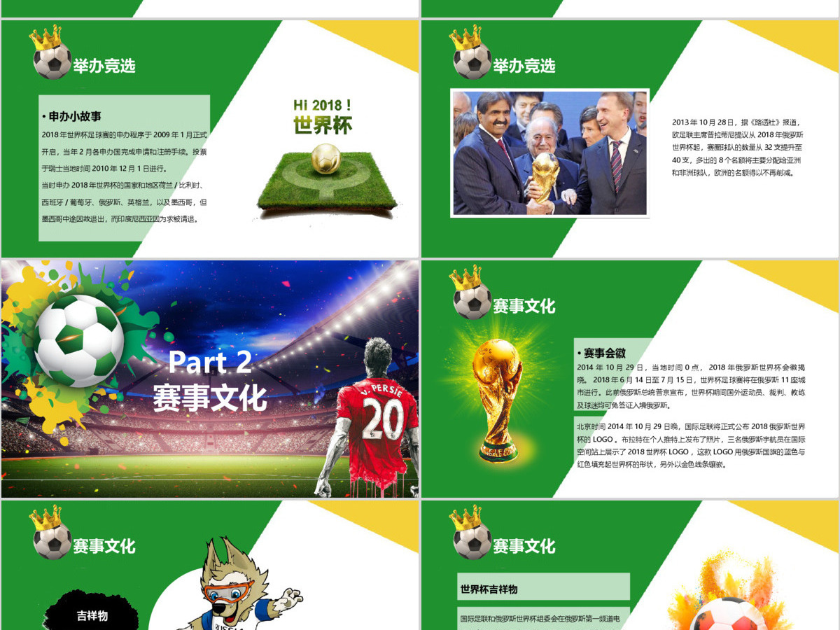 2018俄罗斯世界杯激情足球PPT模板 2018俄罗斯世界杯激情足球PPT模板