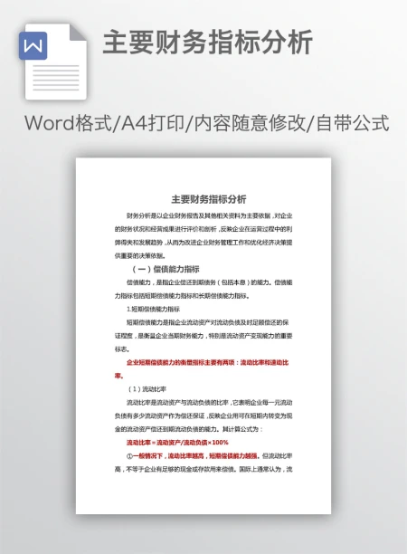 主要财务指标分析 主要财务指标分析