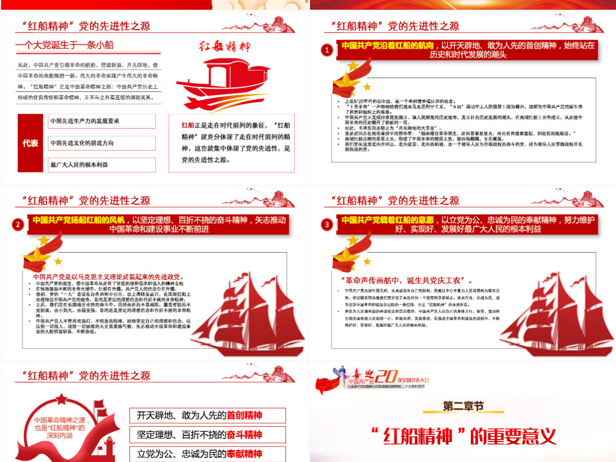 红船依旧初心不忘红色大气风以实际行动迎接党的二十大胜利召开专题课件模板PPT 红船依旧初心不忘红色大气风以实际行动迎接党的二十大胜利召开专题课件模板PPT