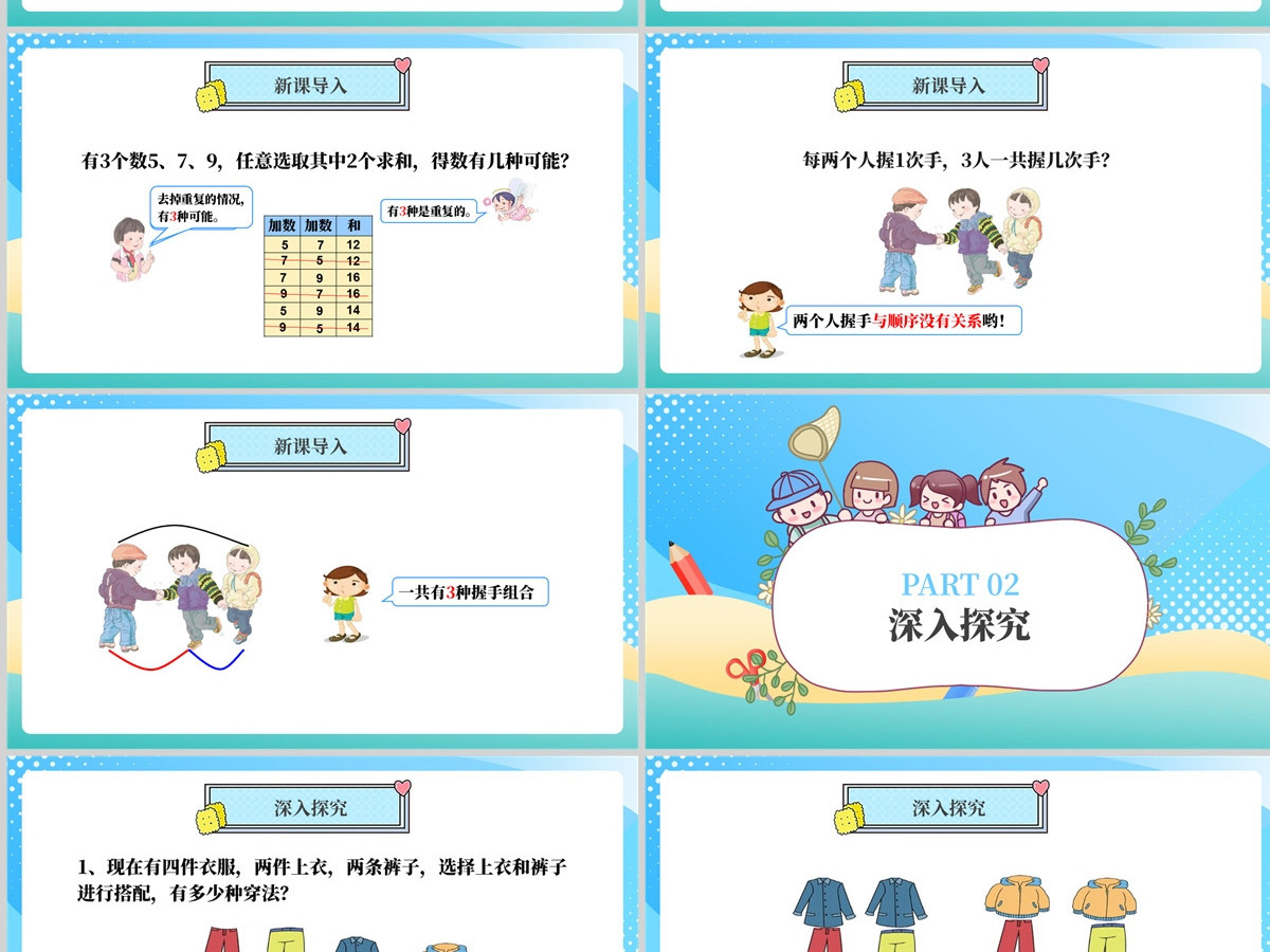 人教版二年级数学上册第七章：数学广角-搭配（一）课件PPT模板-含教案