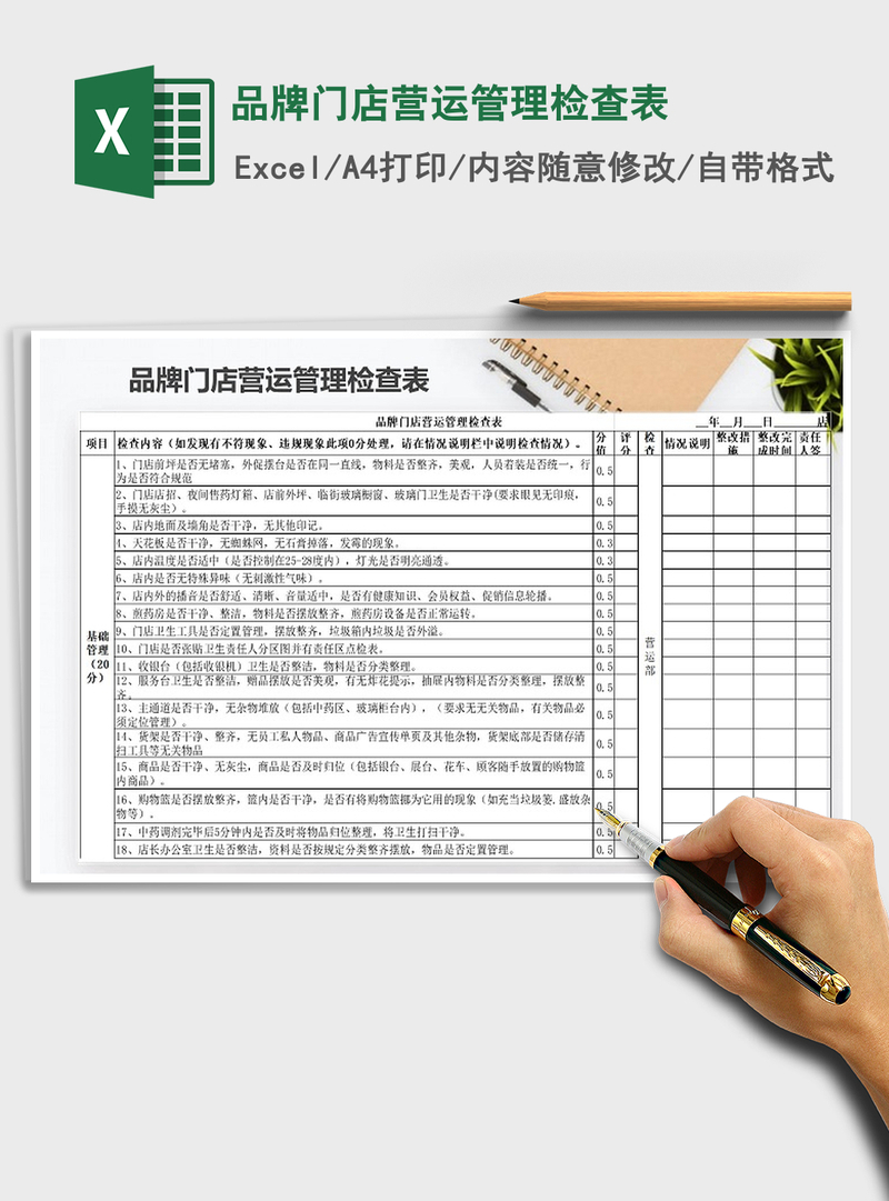 2021年品牌门店营运管理检查表
