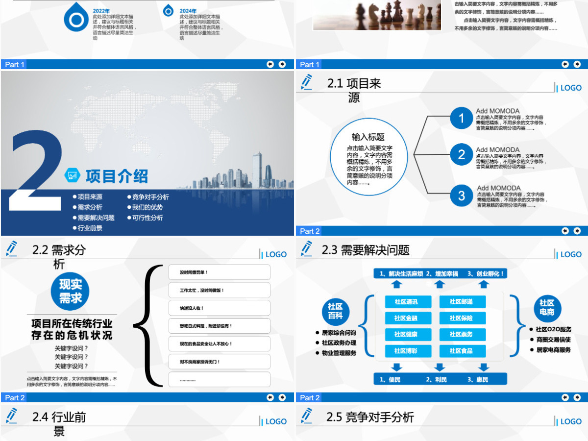 蓝色创业融资计划书PPT模板幻灯片