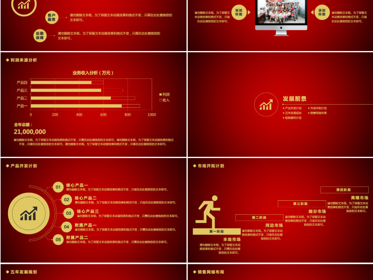 红金色大气商业计划书PPT模板