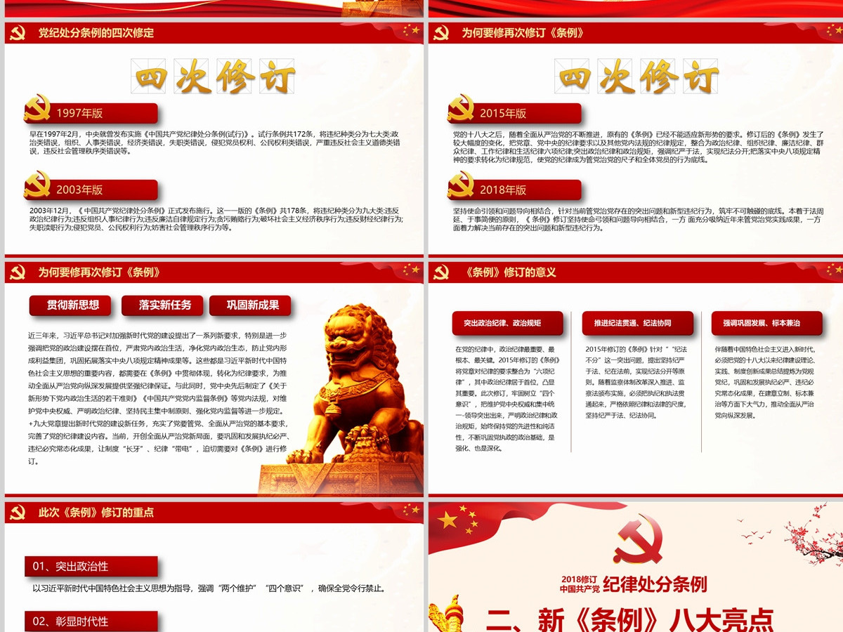 2018红色中国共产党处分条例PPT模板