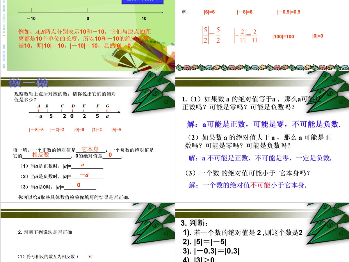义务教育课程标准实验教科书七年级上册第一章有理数绝对值PPT模板 义务教育课程标准实验教科书七年级上册第一章有理数绝对值PPT模板