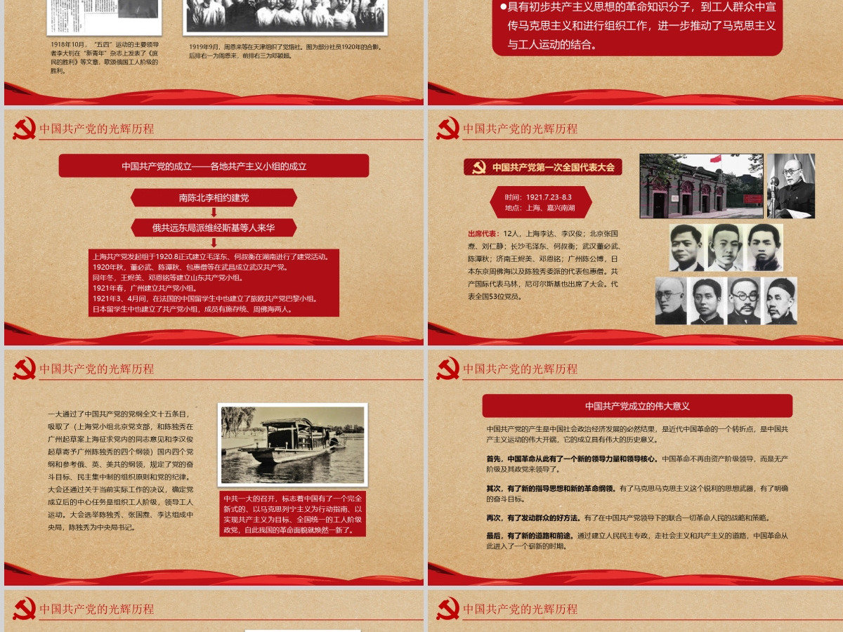 党的光辉历程教育培训学习建党节PPT模板-含讲稿