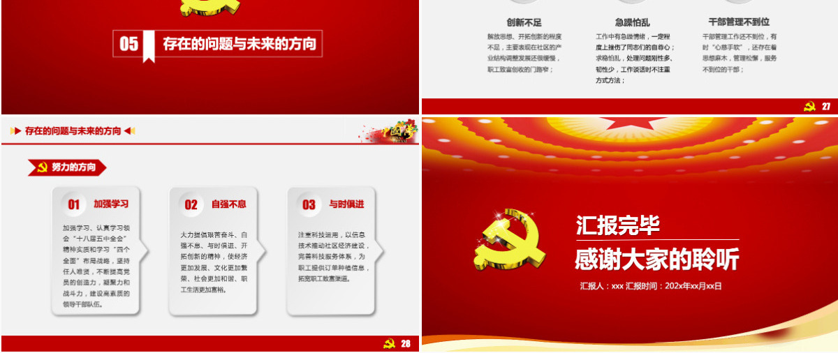 2021年终党委组织述职述廉报告PPT模板幻灯片