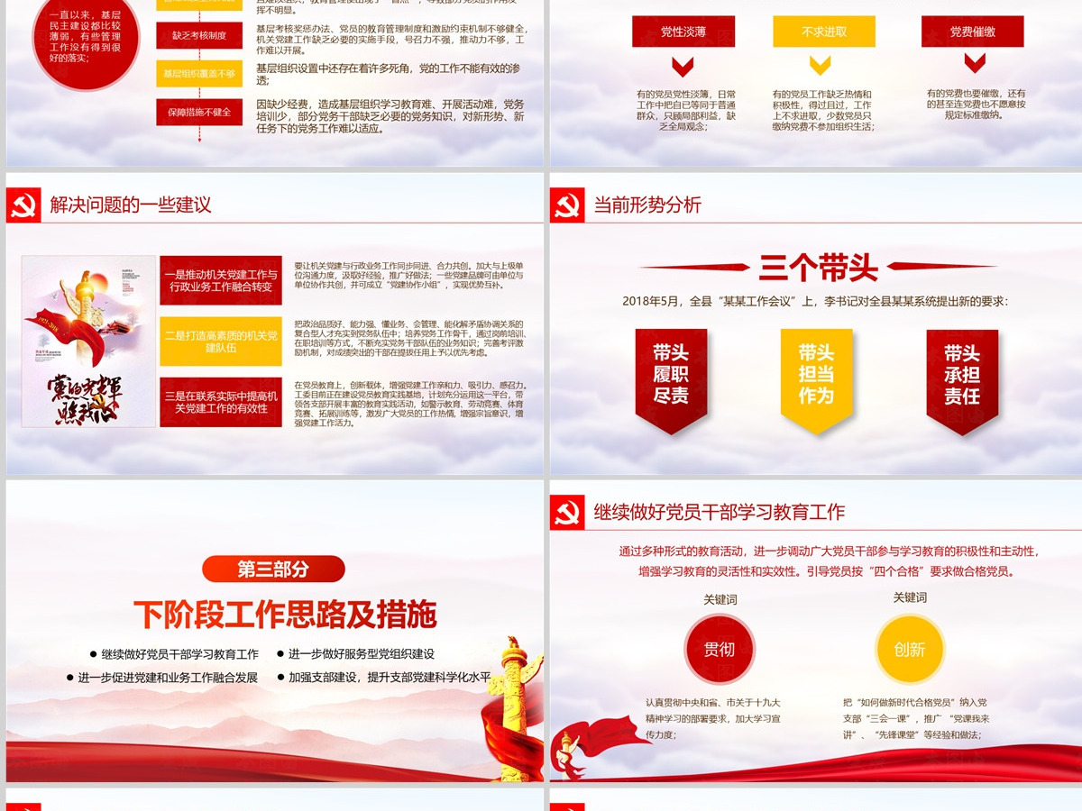 原创党政机关党支部党建工作报告述职PPT-版权可商用