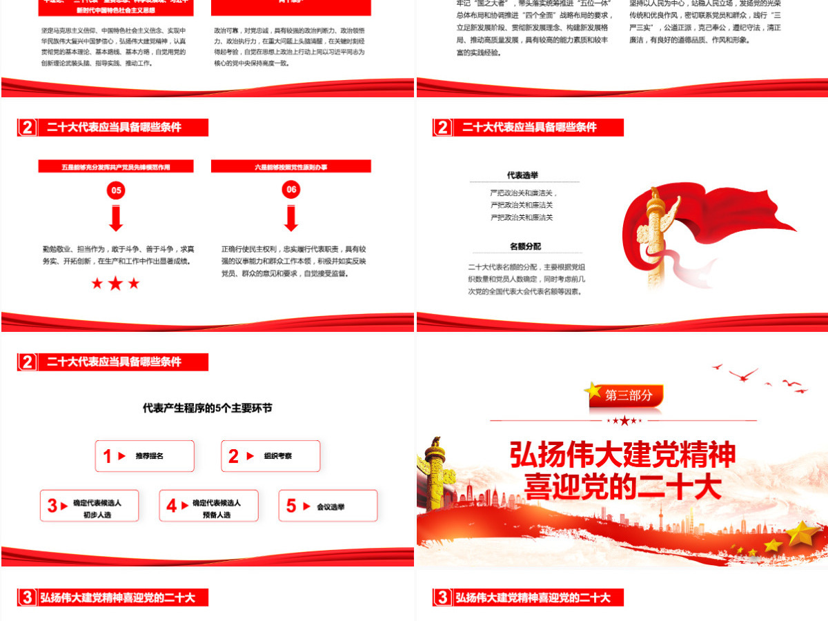 喜迎党的二十大PPT红色喜庆了解二十大及二十大代表应当具备的条件党课课件 喜迎党的二十大PPT红色喜庆了解二十大及二十大代表应当具备的条件党课课件