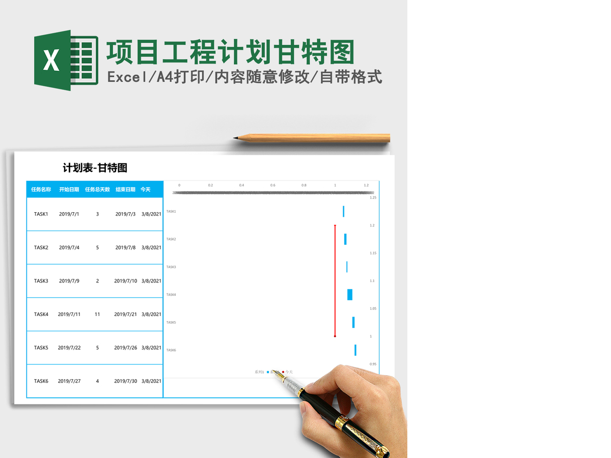 项目工程计划甘特图Excel表格 项目工程计划甘特图Excel表格