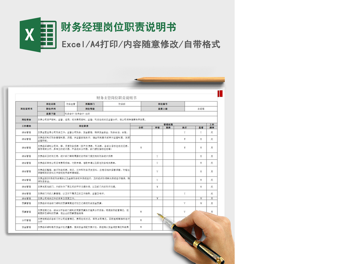 2021年财务经理岗位职责说明书