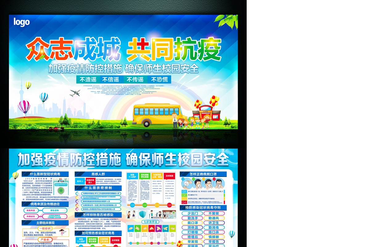 学校复学防控新冠肺炎知识展板