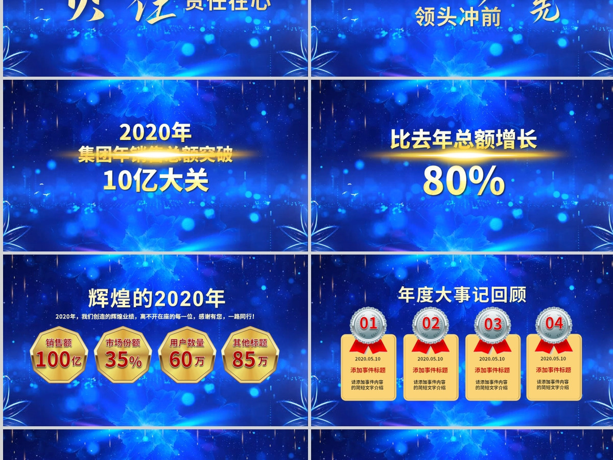 原创蓝色鼠年赢战2020公司企业年会PPT模板 原创蓝色鼠年赢战2020公司企业年会PPT模板