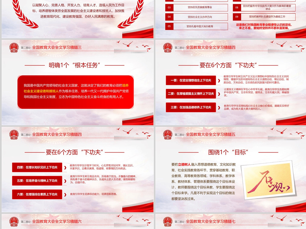 红色简约大气聚焦全国教育大会