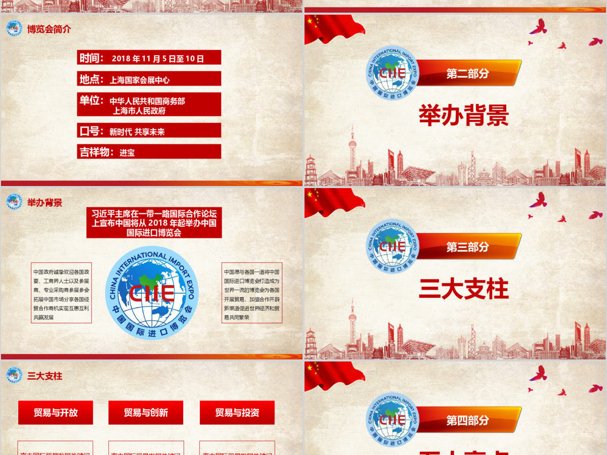 中国风国际进口博览会PPT模板 中国风国际进口博览会PPT模板