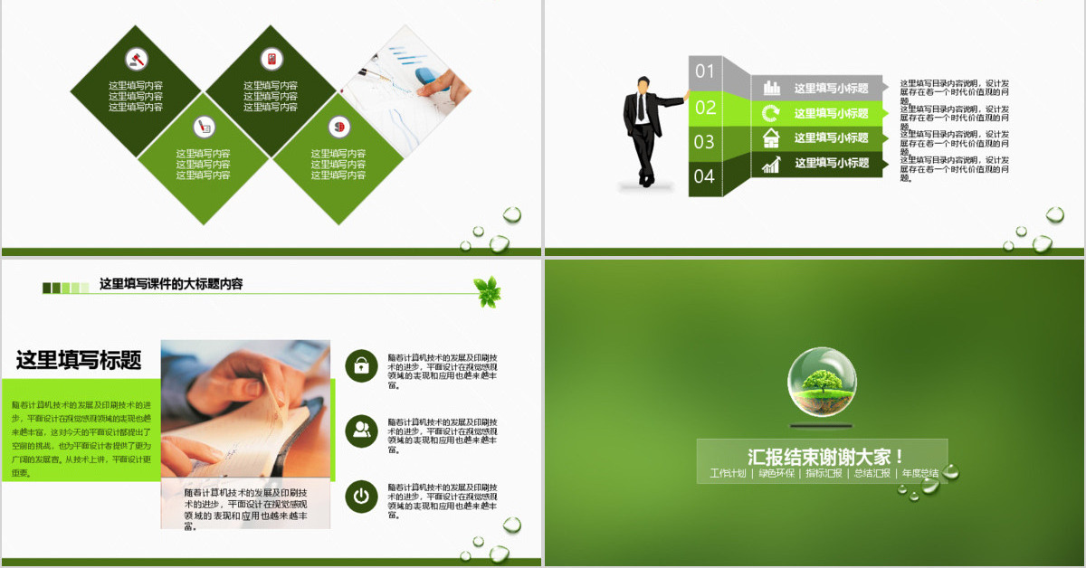 适合环保行业的工作汇报年度总结ppt模板
