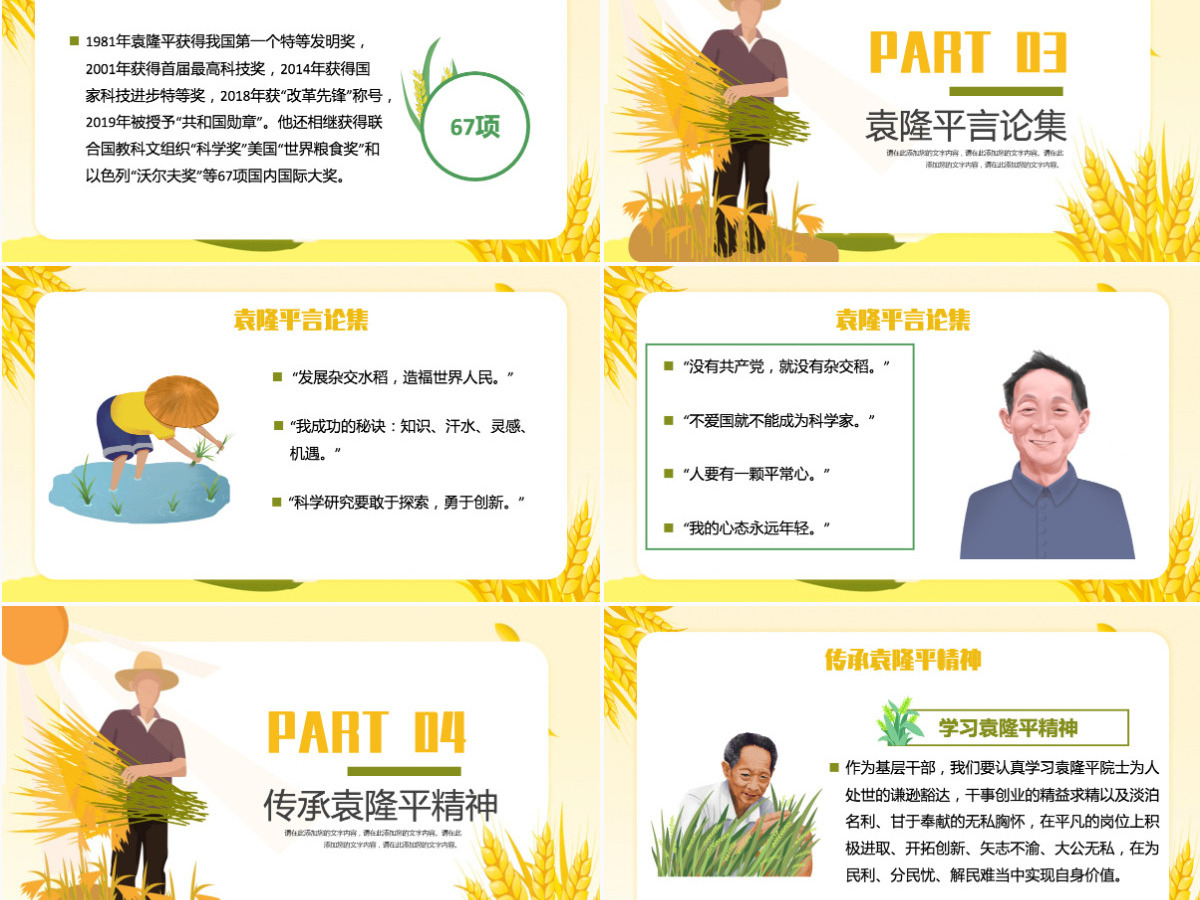济天下精神永传传承杂交水稻之父—袁隆平精神小学卡通专题