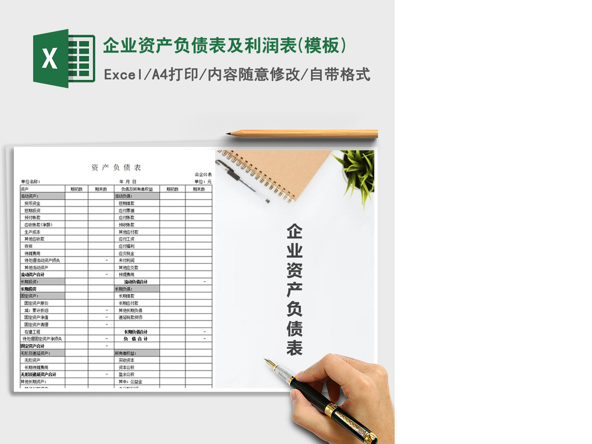2021年企业资产负债表及利润表(模板)