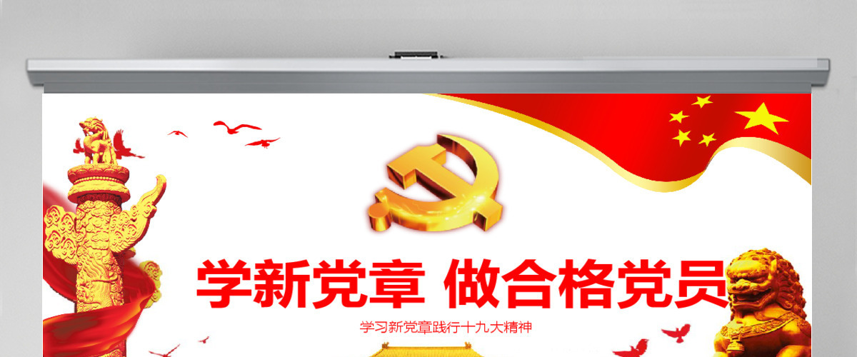 红色党建十九大精神学习新党章做合格党员党课党章ppt模板