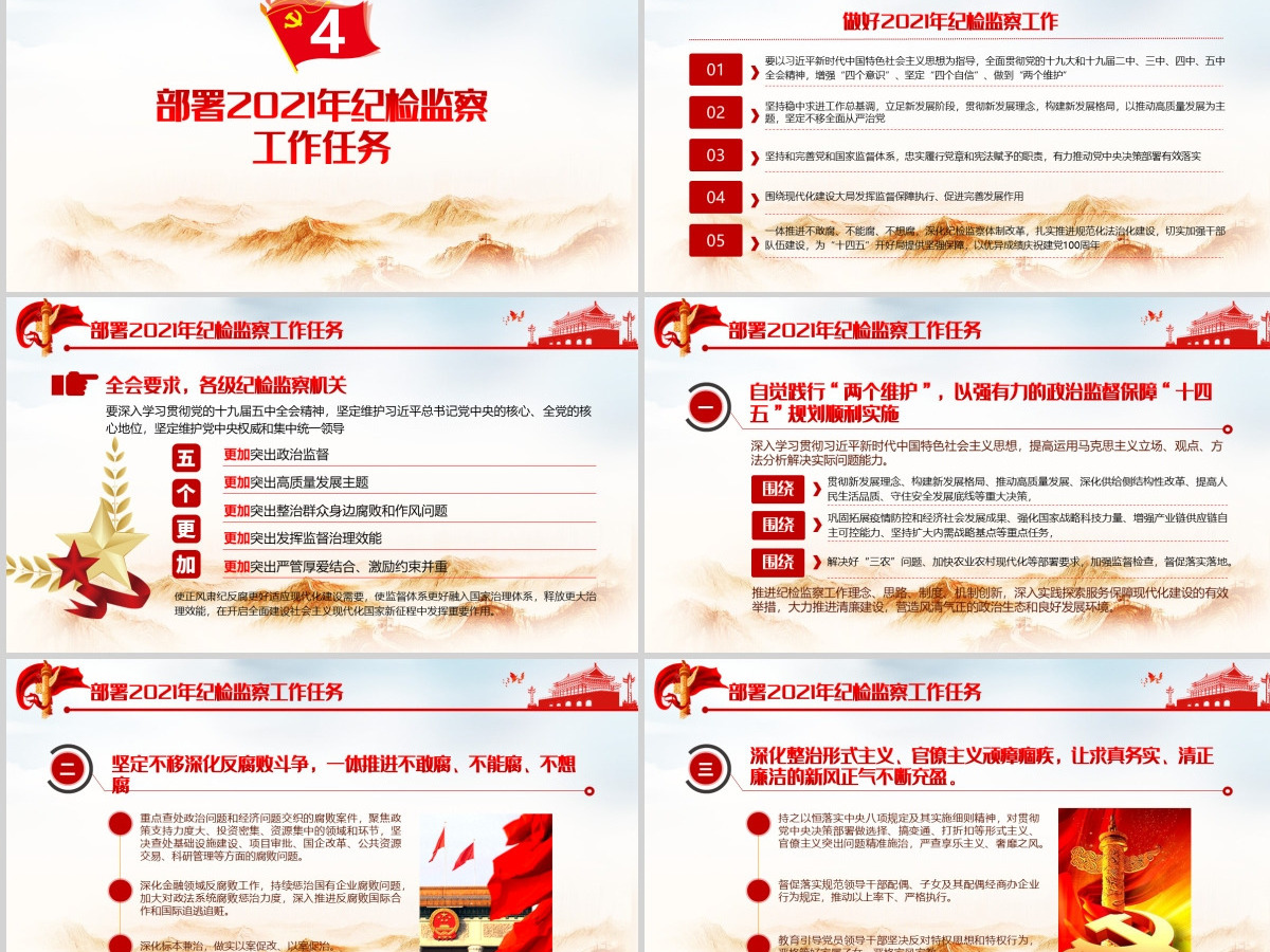简洁风十九届中央纪律检查委员会第五次全体会议公报PPT-含讲稿