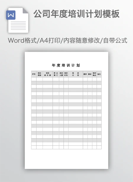 公司年度培训计划模板