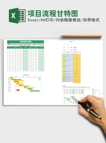项目流程甘特图Excel表格模板 项目流程甘特图Excel表格模板