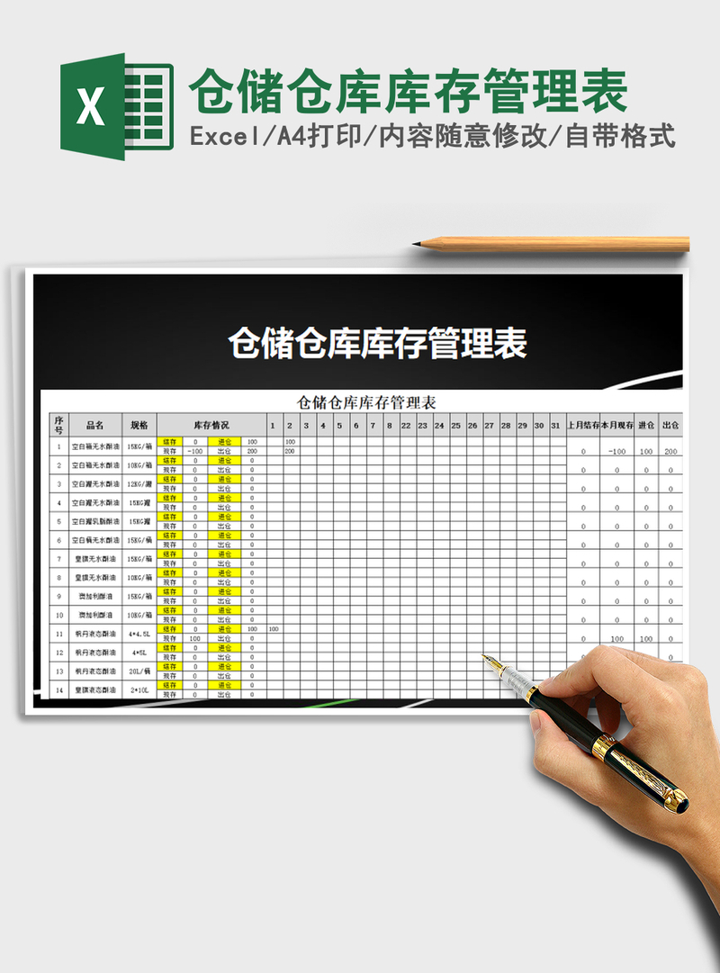 2021年仓储仓库库存管理表