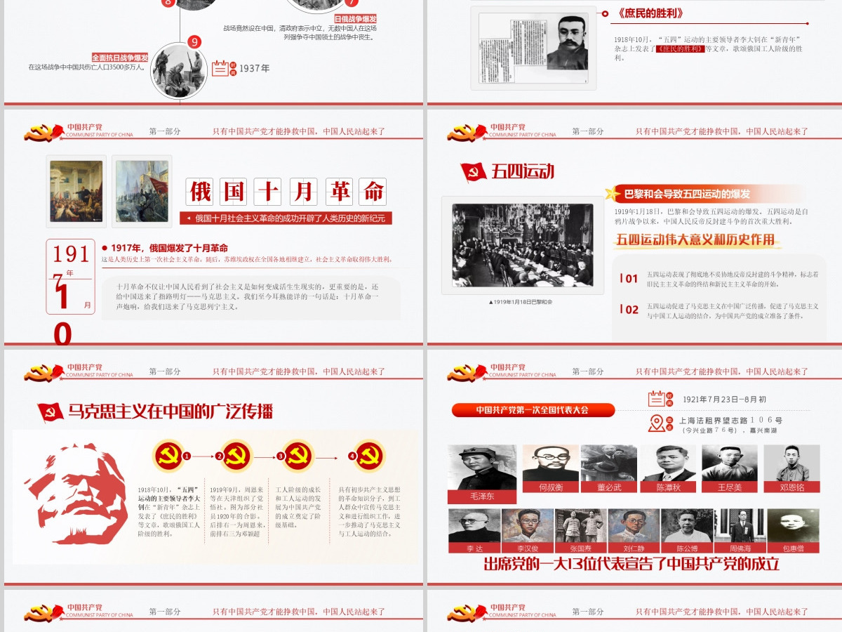 庆祝建党一百周年中国共产党党史讲座PPT--含讲稿