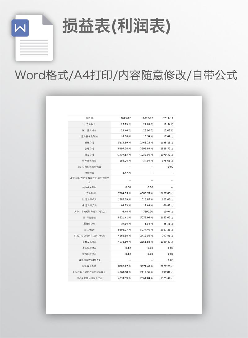 损益表(利润表) 损益表(利润表)
