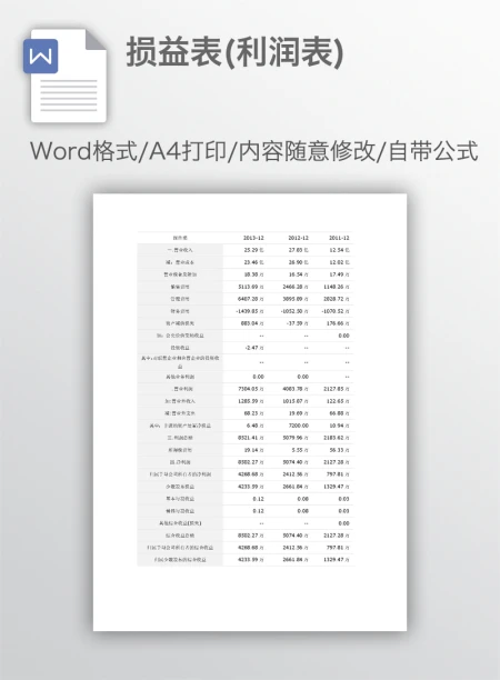 损益表(利润表)